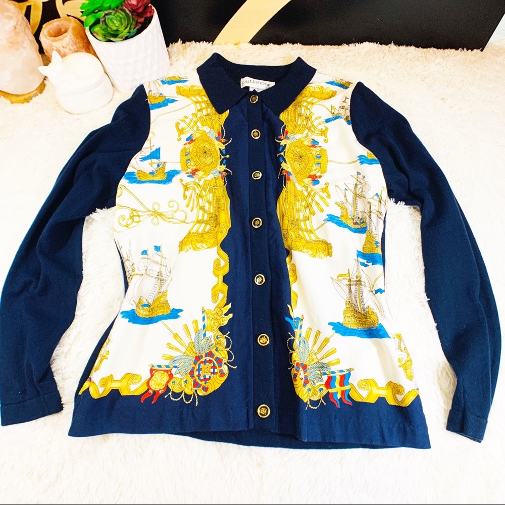 Outlander vintage nautical button up blouse